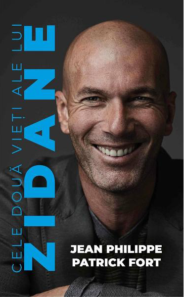 Cover van het voetbalboek Zidane, de biografie over de Franse voetballer, geschreven door Jean Philippe en Patrick Fort.